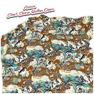 Authentic Vintage Avirex Hawaiian Classic Collar Short Sleeve Button Down Shirt
